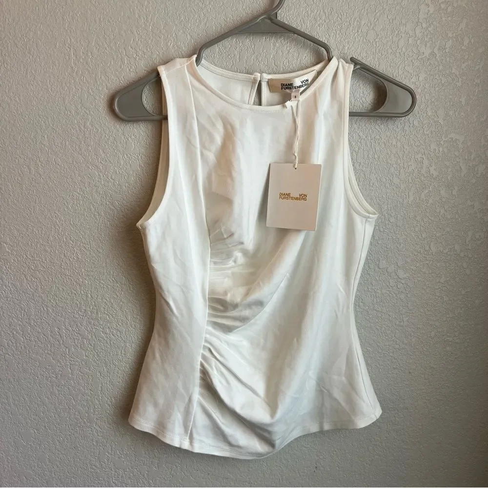 Diane Von Furstenberg Poseidon Gathered Tank Ivory